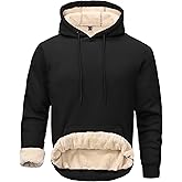 Tansozer Men's Sherpa Pullover Hoodie Heavy Thick Fleece Lined Winter Windproof Warm Athletic Sweatshirts