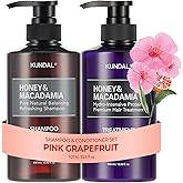 KUNDAL Korean Shampoo and Conditioner Set [Pink Grapefruit] Salon-quality, Long Lasting Scent, Moisturizing, Sulfate-Free, Argan & Macadamia Oil, Hair care, 16.9 fl oz each, Valentines Day Gifts
