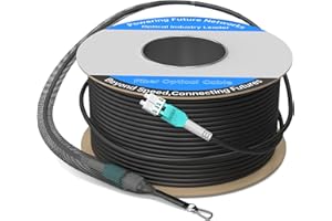ERSTICKT 150M/492FT OM3/OM4 LC to LC Outdoor Armored Fiber Optic Patch Cable, Multimode Duplex 50/125μm, 10Gb/40Gb/100Gb, Industrial TPU Jacket, Direct Burial, Uniboot, MMF, OD 5mm, Pulling Eye Kit Installed
