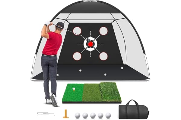 Zensouds Golf Net, 10x7FT with Golf Practice Mat, Hitting Aid Nets for Backyard Driving Chipping Training Swing with Targets