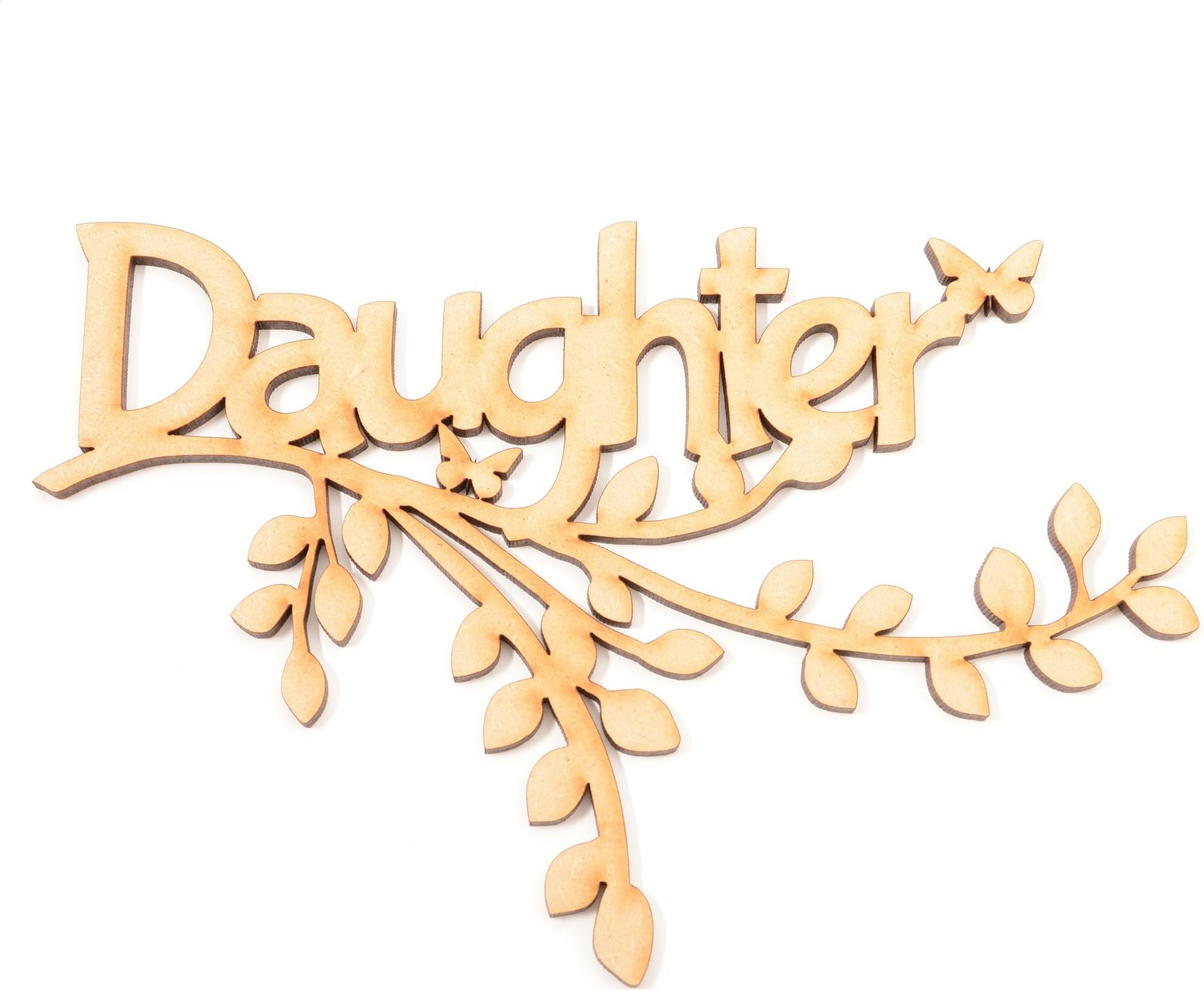 Wooden MDF Branch Shape - Wooden 'Daughter' Cutout, Family Tree Branch 3mm MDF 150mm x 100mm