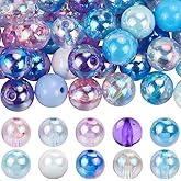 SUNNYCLUE 1 Box 60Pcs 10 Colors Colorful Bubblegum Beads Acrylic Beads 16mm Bulk Pink Blue Purple Green Large Plastic Round Valentine's Day Bead for Jewelry Making DIY Necklace Bracelet Beadable Pens