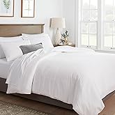 Mayfair Linen Oversized King Duvet Cover, 800 Thread Count Sateen 3 Pc Egyptian Cotton Duvet Cover Set, 100% Pure Cotton Comforter Cover, 2 Pillow Shams, Zipper Closure, 7 Corner Ties - (White)