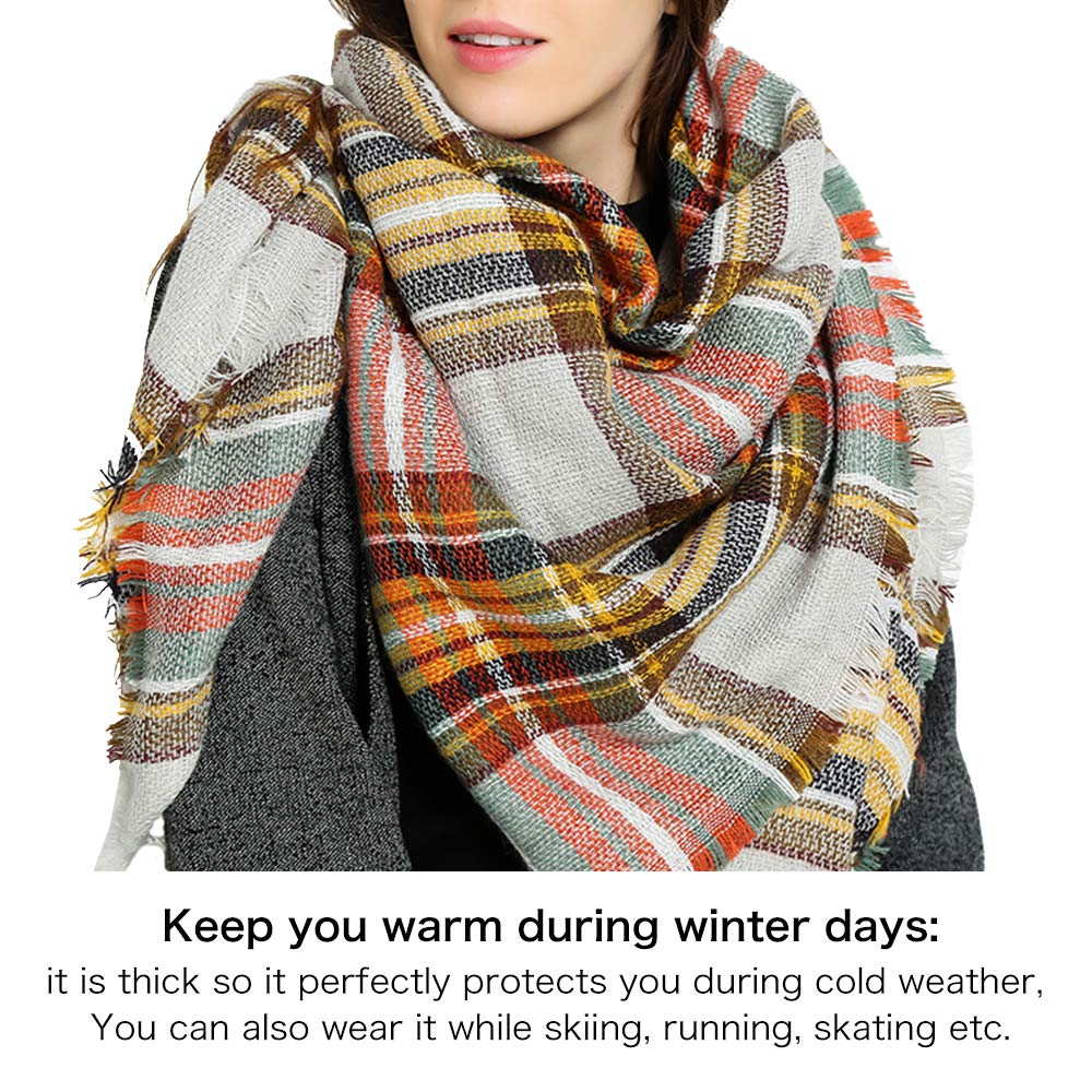 Blanket Scarf for Women, Winter Plaid Scarf Warm Soft Chunky Large Fashion Wrap Shawl Christmas Scarves Blanket Scarf for Women, Winter Plaid Scarf Warm Soft Chunky Large Fashion Wrap Shawl Christmas Scarves