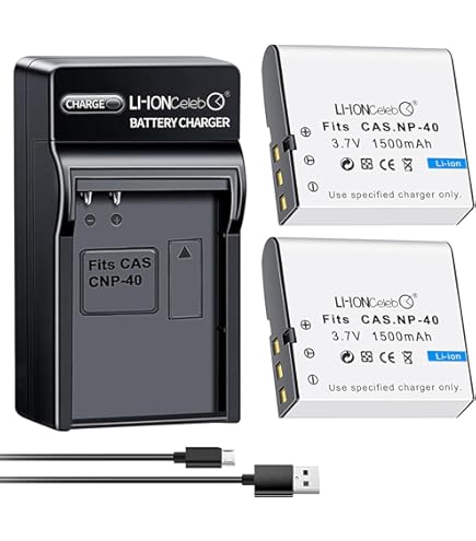 LOTUS POWER NP-40 batterijen en oplader, NP40 intelligente LCD oplader met NP 40 batterij - geschikt voor camera Casio Exilim/PIXPRO-serie (2 batterijen en 1 oplader