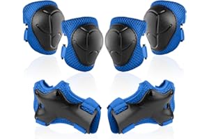 NHH Kids Knee Pads Set - 6 In 1 Protective Gear Set Knee Pads Elbow Pads and Wrist Guards for 3-8 Boys and Girls (Small, Classic Blue)