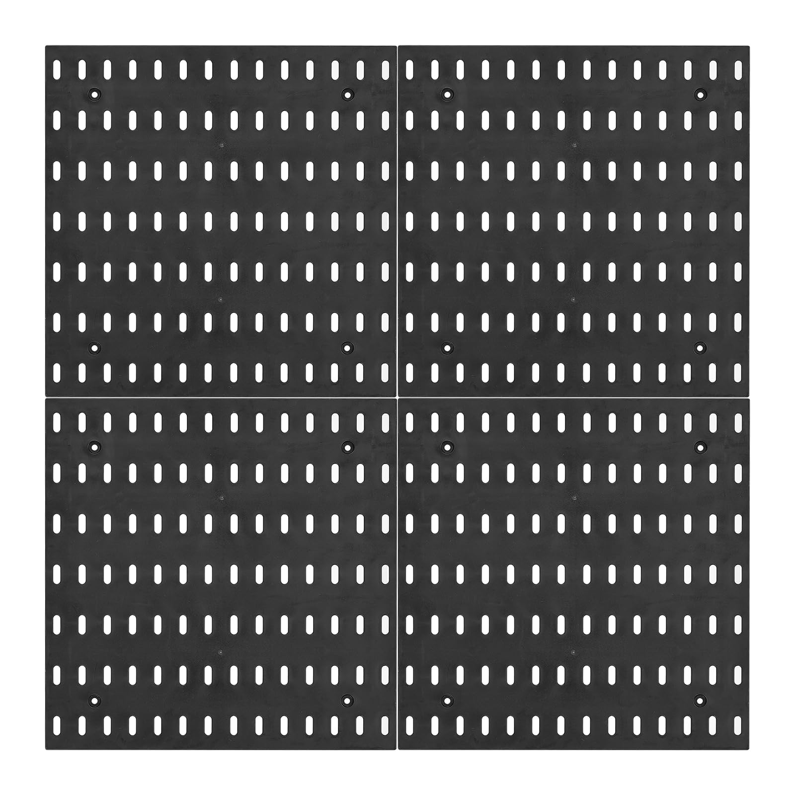 Uxcell 4Pcs Plastic Pegboards Wall Panels, Peg Boards Wall Organizer for Workbench, Black Pegboard for Garage Kitchen Living Room Bathroom Office, Black