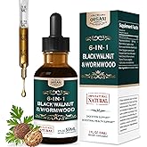 ORGANIHERBENCE Black Walnut & Wormwood Extract Liquid Drops for Digestive Support, Natural Herbal Supplement Promote Intestinal Health with Clove Garlic Thyme Extracts, 6-in-1 Herbal Formula. 2oz