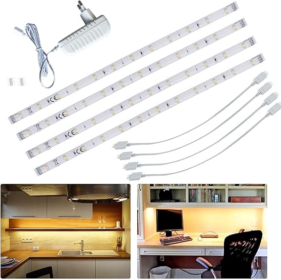 Tiras LED 1.5 M 12V Kit Cinta Flexible Blanco Cálido con Adhesivas para