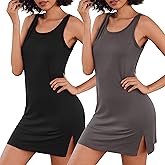 Ekouaer Sexy Nightgowns for Women Tank Sleeveless Night Gown 2 Pack Sleep Dress Soft Nightdress Chemise Sleepwear S-XXXL