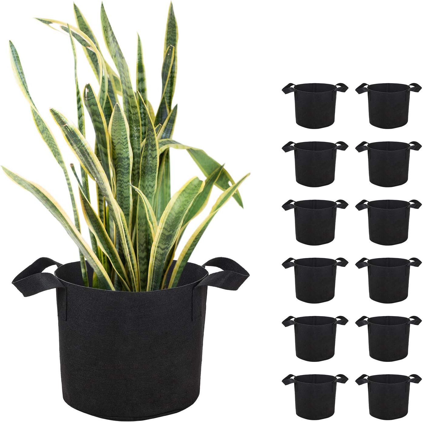 Brajttt 7Gallon Grow Bags Set, Aeration Fabric Pots with Handles,Black Plant Bags,Durable Garden Grow Pots,Fabric Containers with Strap Handles 12 Pack