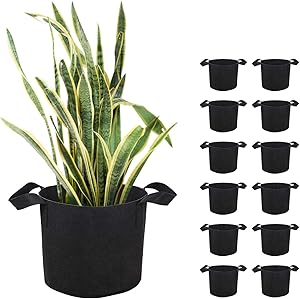 Brajttt 7Gallon Grow Bags Set, Aeration Fabric Pots with Handles,Black Plant Bags,Durable Garden Grow Pots,Fabric Containers with Strap Handles 12 Pack