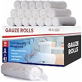 HEALQU Premium Gauze Rolls - 24 Rolls - 3” x 4.1 Yards Individually Wrapped Conforming Stretch Gauze Bandage - Super Soft Wov