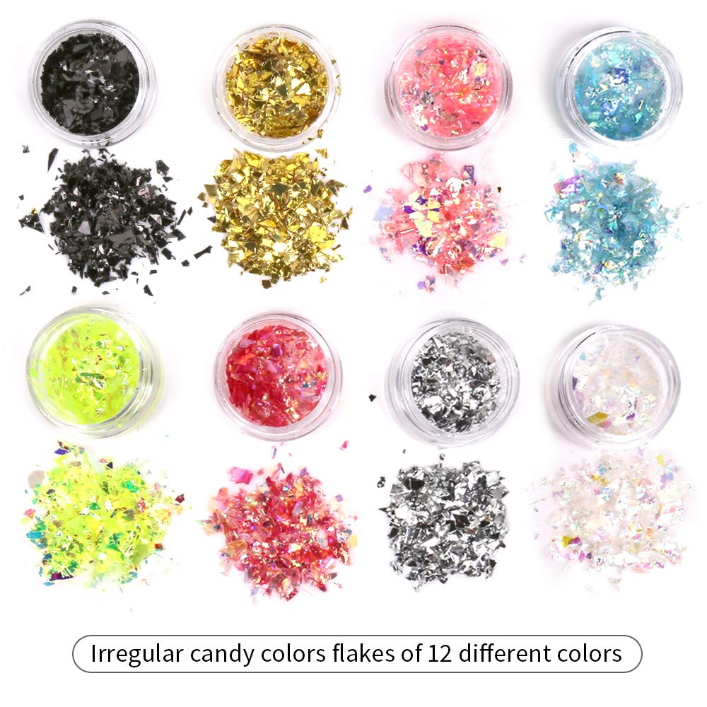 Teenitor 36 Boxes Nail Art Glitter Decorations Pailette Foil Sticker Candy Colors Flakes Nail Kit Sequins Manicure DIY Nail Art Kit Chips Supplies: Beauty