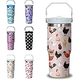 30 oz Chicken Tumbler with Handle and Flip Straw, Stainless Steel Double Insulated Cup with Lid and Straw, Travel Coffee Mug Water Bottle,Christmas Birthday Mothers Day Gifts for Women Animal Lovers