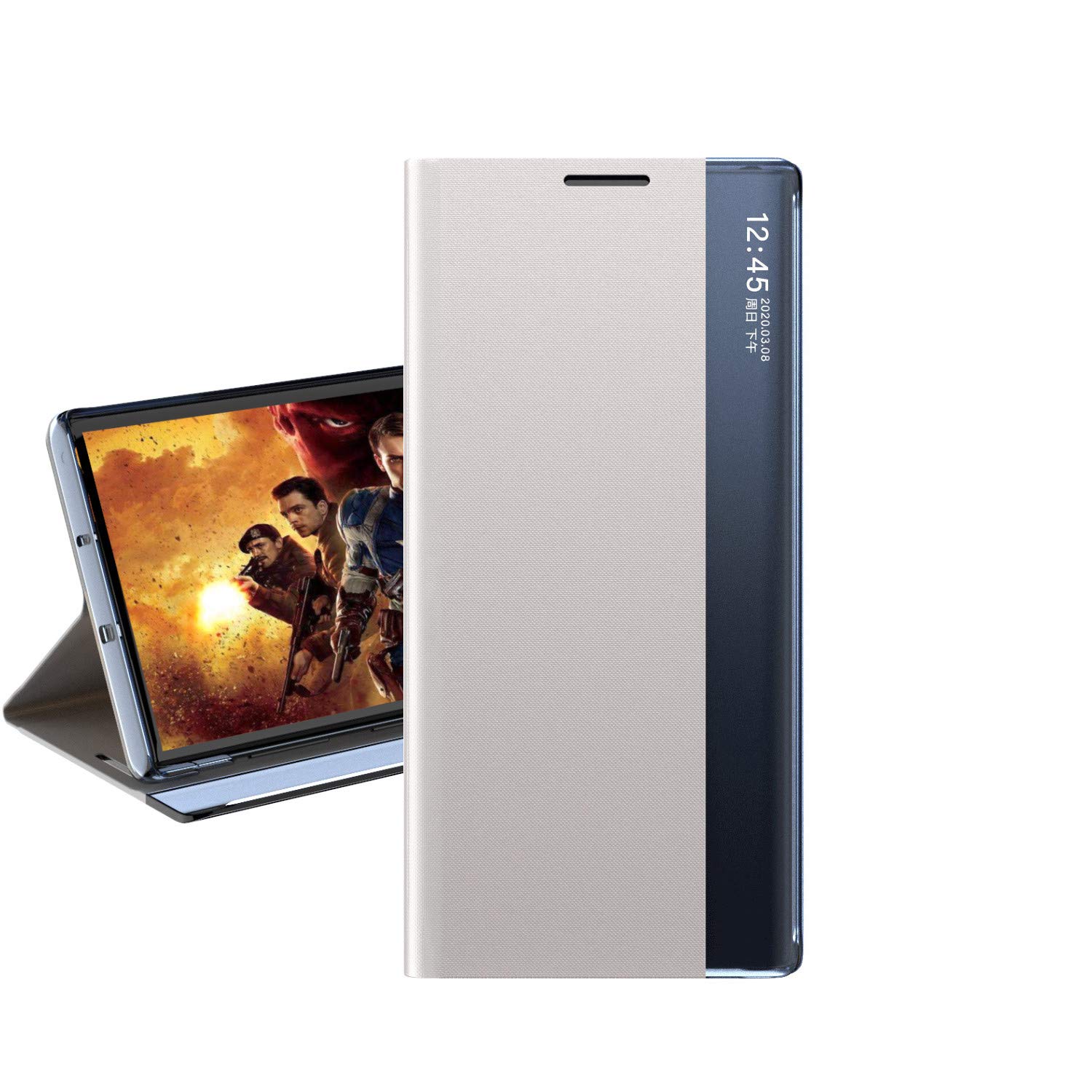 Hülle® Viewable Side Window Stand Function Flip Case Compatible for Huawei P Smart 2020/Huawei P Smart Plus 2019/Huawei Honor 10 Lite/Huawei Honor 20i (Silver)