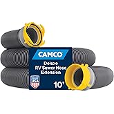 Camco Deluxe 10' Sewer Hose Extension - Heavy Duty Design with Swivel Fittings, Easy to Use and Compresses for Simple Organiz