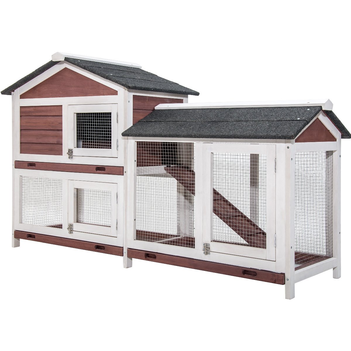 outdoor wooden rabbit hutch