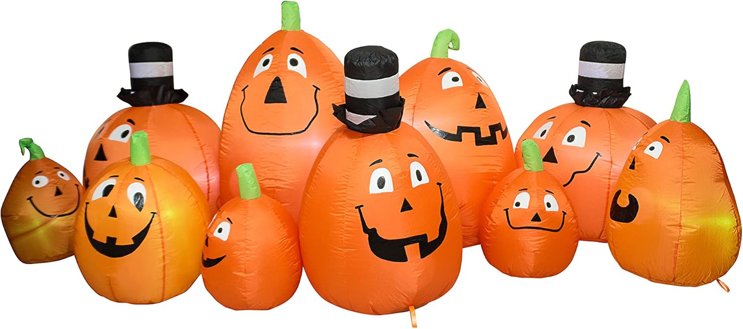 AJY 10 Feet Wide Stacked Pumpkins Halloween Inflatable LED Lights Decor Outdoor Indoor Holiday Decorations,Blow up Lighted Yard Decor, Lawn Inflatables Home Family Outside: Garden & Outdoor