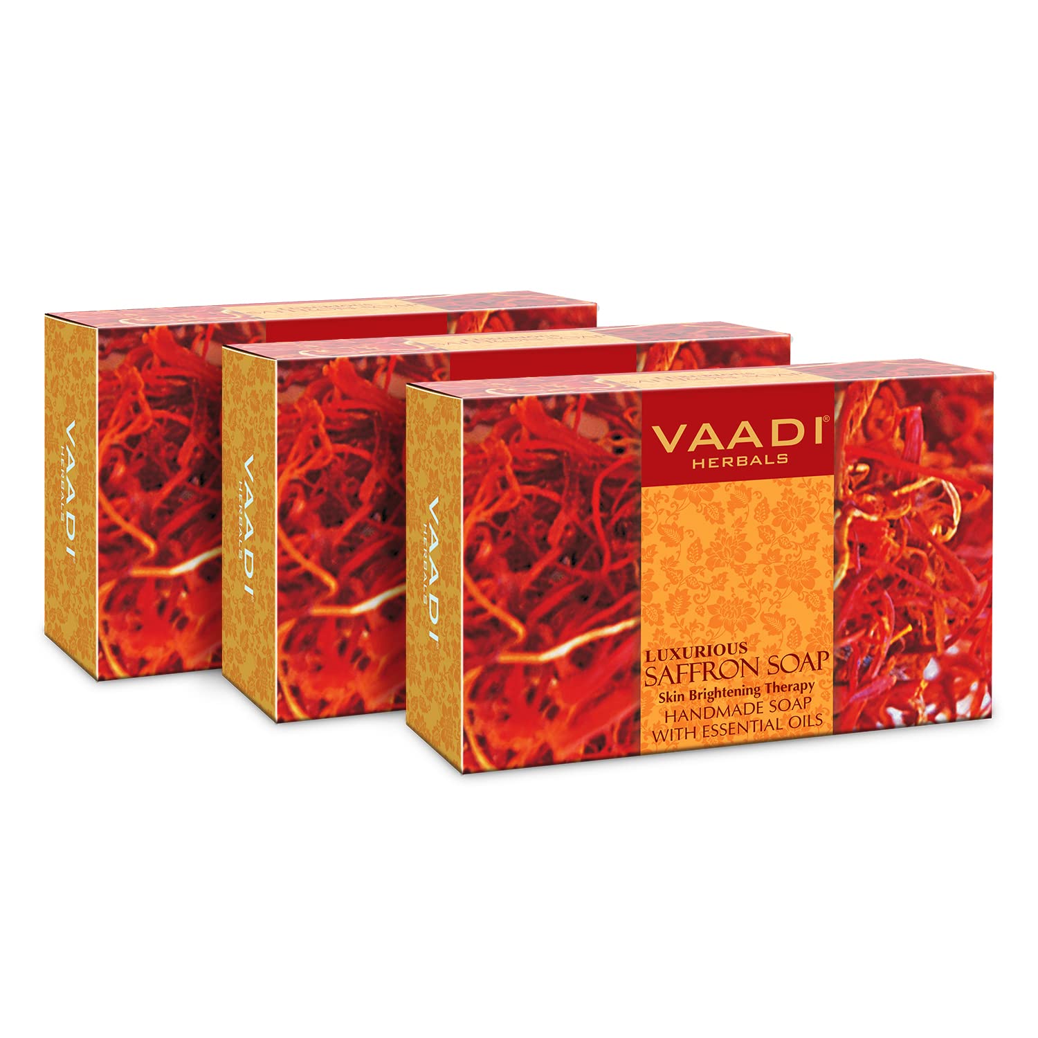 Vaadi Herbals Organic Body Soap Bar LUXURIOUS SAFFRON SOAP - Skin Whitening Therapy 3 X 75 G