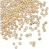 HOBBIESAY 300Pcs Golden Corrugated Round Spacer Beads 3mm in Diameter 18K Gold Filled Tiny Round Spacer Beads Brass Rondelle Ball Loose Beads Gold Plated Brass Beads for Jewelry Making
