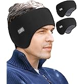 Lauzq Double-Layer Pro Ear Warmer Headband - Knit Fuzzy Lined Cold Weather Ear Muffs for Men Women Running Cycling Ear Covers