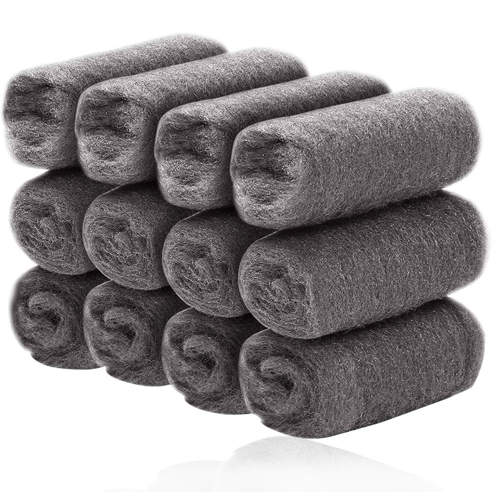 BETOY Steel Wire Wool, 2 * 12 Pieces Cleaning Wire Wool Pads, Polishing Steel Wool for Cleaning ovens and hobs Polishing, for Home and Kitchen