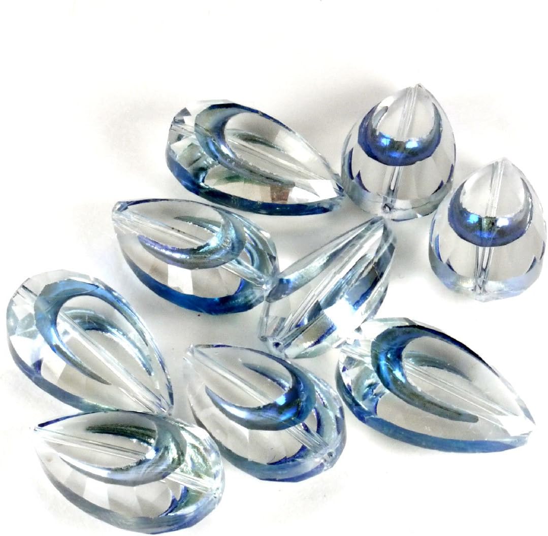 Teardrop Leaded Crystal Bead Clear With A Hint Of Blue