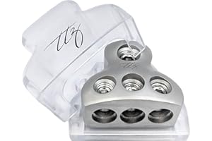 TTZ Audio Car Power Distribution Block Splitter for Multiple Power/Ground Options; 2 Styles – 2 Way (1/0 GA to 2X 1/0 GA or 4 GA); 3 Way (1/0 GA to 3X 4 GA) (3 Way (0GA to 3X 4GA))