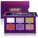 SYZYGY Eyeshadow Palette Shimmer + Glitter + Metallic - Highly Pigmented Waterproof Face Lips Multi-Purpose Make Up Eye Shadow with Mirror 6 Multicolours