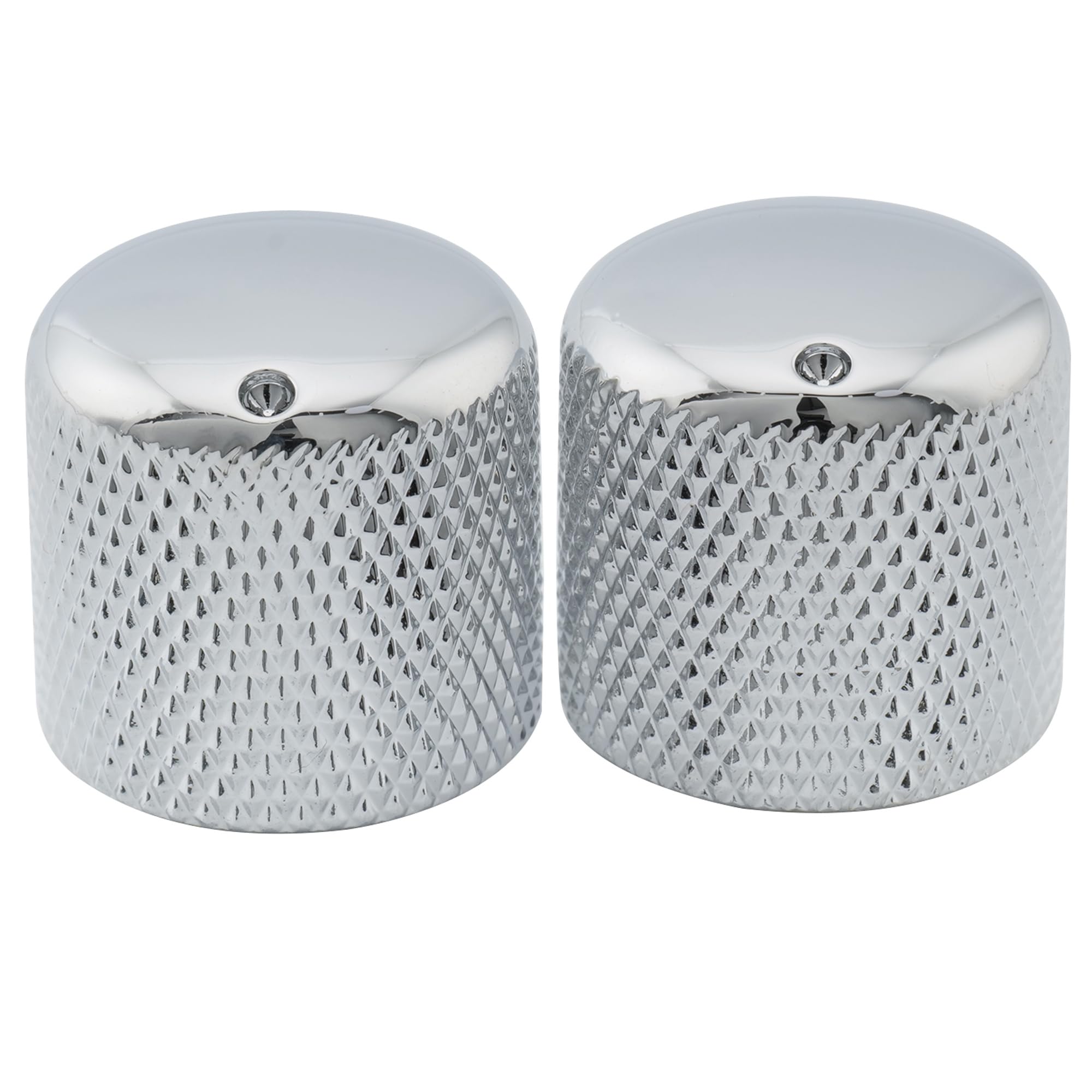 Musiclily Pro Inch Fine 24 Splines Steel Dome Knobs Push-on Control Knob 18mm with Indicator Dot for USA Electric Guitar or Bass, Chrome (Set of 2)