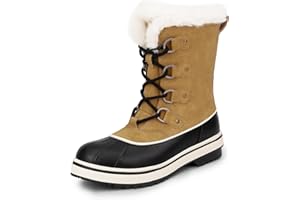 DREAM PAIRS Women's Snow Winter Boots Mid Calf Waterproof Warm Faux Fur Lined Lace Up Anti-slip Outdoor Duck Boots