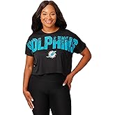 FOCO NFL Womens NFL Team Logo Ladies Fashion Distressed Wordmark Crop Top Shirt