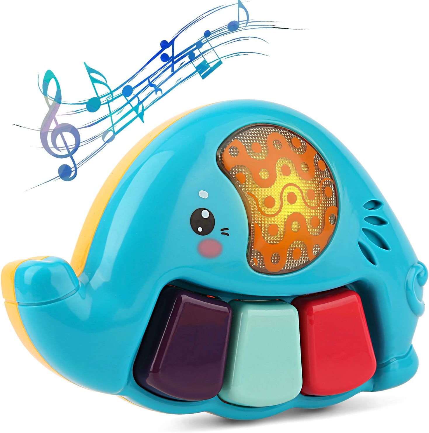 SUNLIKE Musical Elephant Piano Toy, Cute Toddlers Toy with Lights