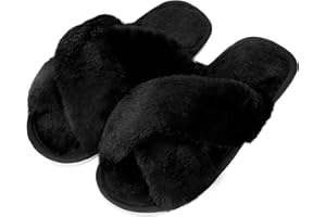 DOIOWN Women's Fuzzy Slippers Memory Foam Cute House Slippers Plush Fluffy Furry Open Toe Home Shoes Bridal Bridesmaid Gifts for Wedding