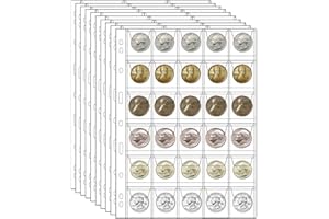 MUSHENJI 10 Sheets Coin Collection Pages,Coin Binder Inserts Sleeves with 9 Hole for Coin Album,Collecting Binder Protectors for Silver Dollar Bill Quarters Penny Stamp Currency(30 Pockets)