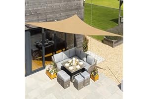 Cool Area Triangle Sun Shade Sail 20' ×20'×20' Outdoor Canopy for Patio Garden Backyard, UV Block Sunshade Cover, Sand