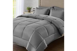QUIETSEA Full Size Bed in a Bag 7 Pieces Comforter Set Full Size, Wood Grain Texture Bedding Comforter Set Dark Grey Bed Set with Comforter, Pillowcases, Flat Sheet, Fitted Sheet and Pillow Shams