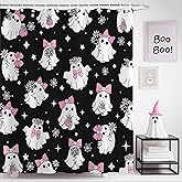 Mocsicka Halloween Shower Curtain Cute Spooky Ghost Shower Curtain for Bathroom Decor Funny Ghosts Boo Bathroom Decor Fabric Waterproof Bathroom Curtain Set with 12 Hooks (Black, 71x71 inch)