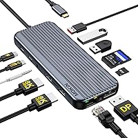 GIQ 11-in-1 USB C Docking Station - Dual HDMI, VGA, Ethernet, USB 3.0 For MacBook & Laptops