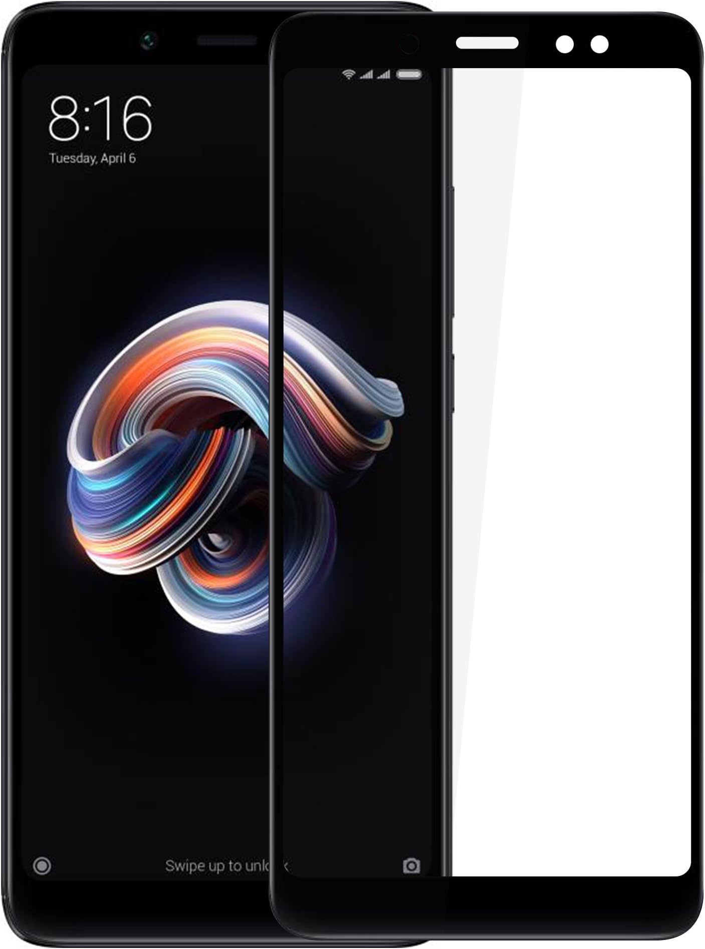 Hupshy® Redmi Note 5 Pro Tempered Glass Screen Protector Full Glue Edge to Edge Fit 9H Hardness Bubble Free Anti-Scratch Crystal Clarity Screen Guard for Redmi Note 5 Pro - Black (FTG02)