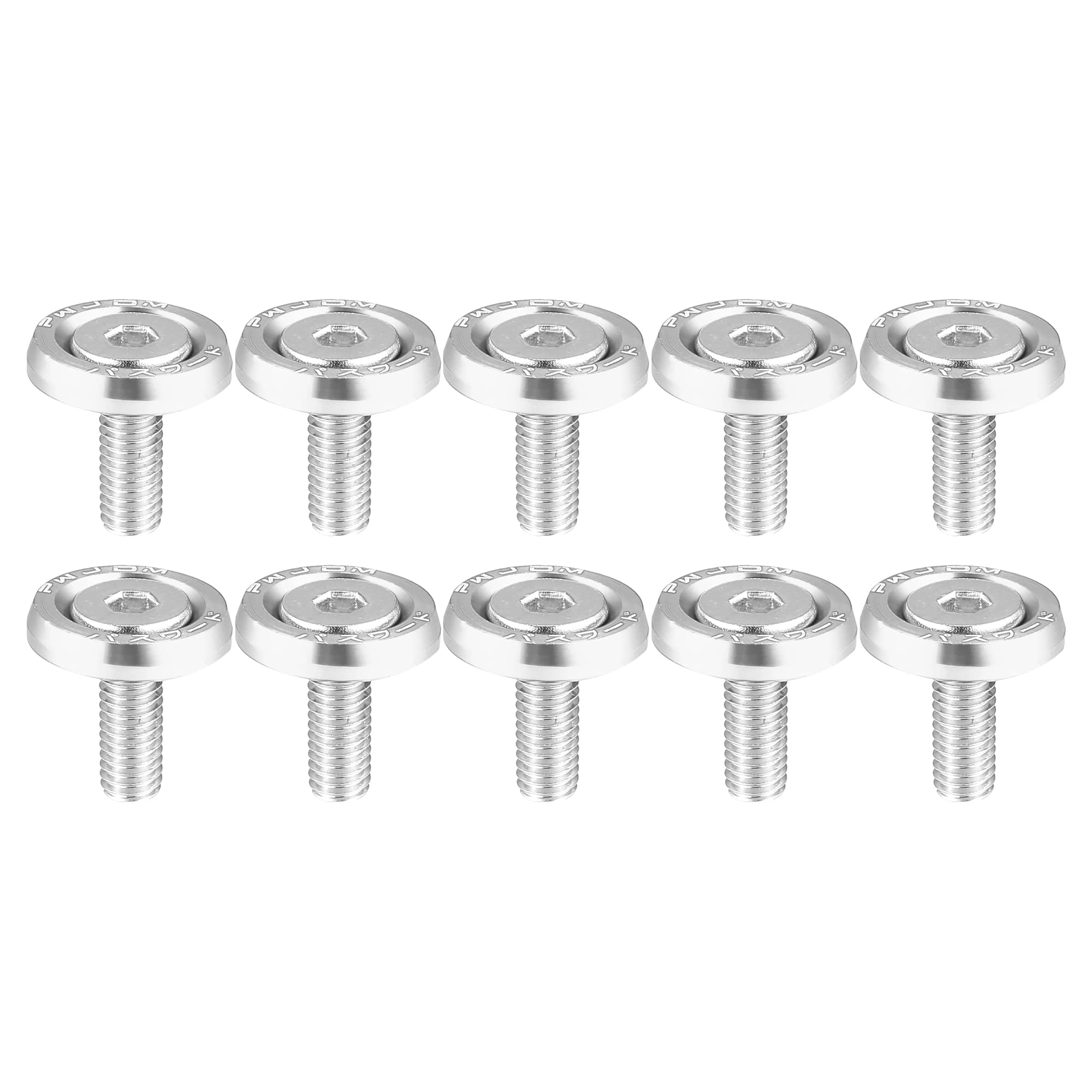 X AUTOHAUX 10pcs Fender Washer Bumper Washer M6 Bolts Engine Bay Silver Tone