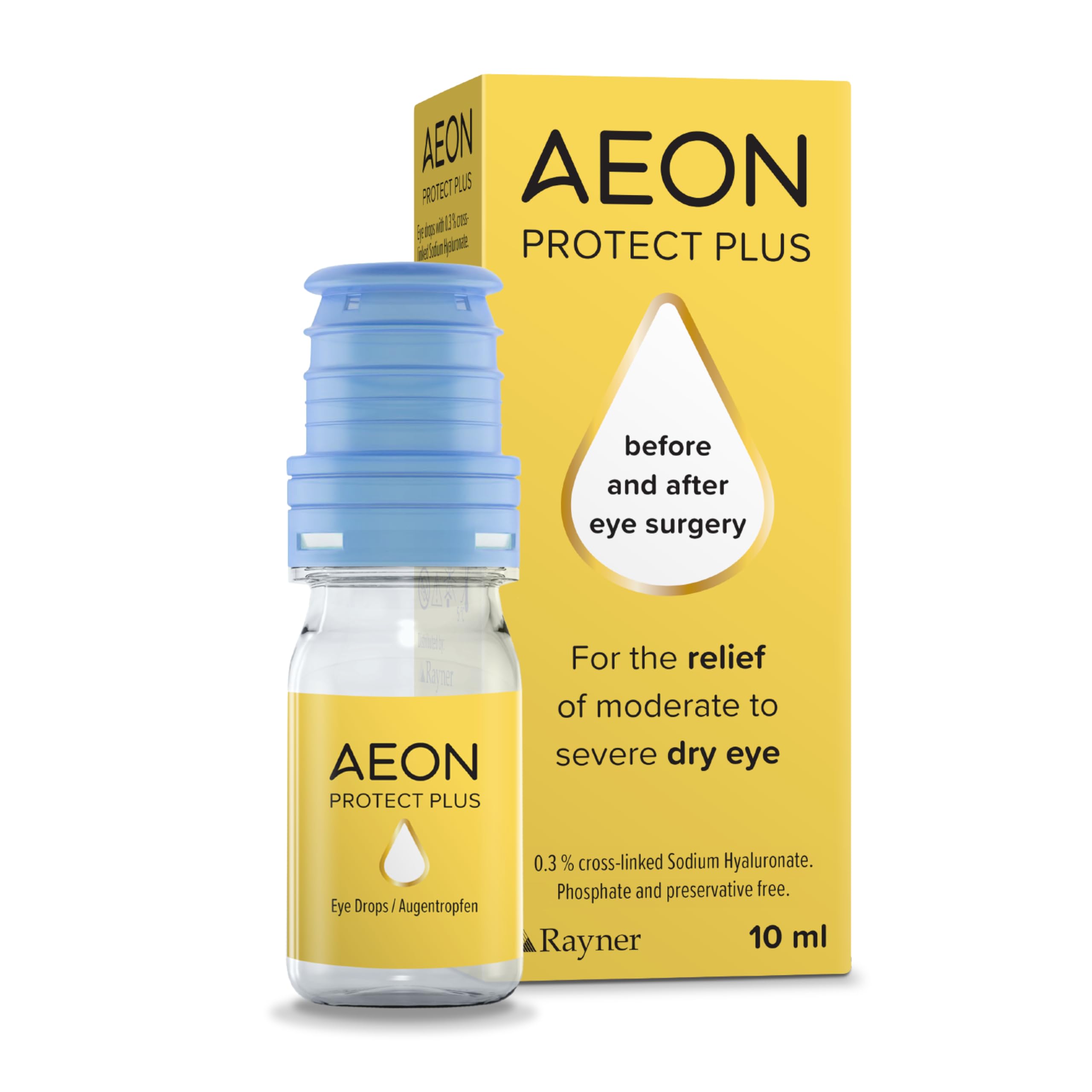 Rayner AEON Protect Plus - Eye Drops for Moderate to Severe Dry Eye Before & After Surgery - Preservative Free & Contact Lens Friendly, 10ml