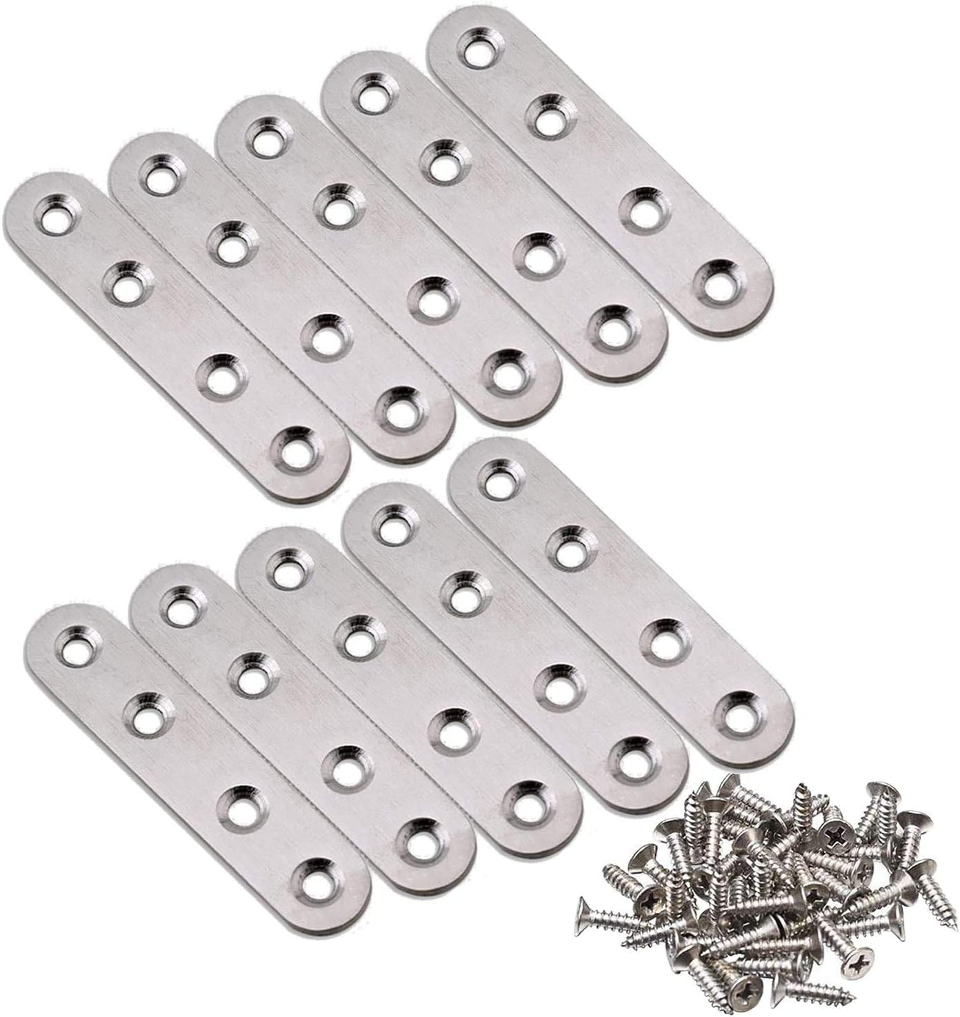 Vigorous Stainless Steel Heavy Duty Straight 10pcs 80x17cm Repair Joining Mending Flat Plate Bracket Shelf Bracket with Screws