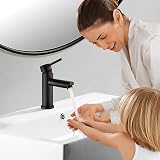Peppermint Black Matte Bathroom Basin Mixer Tap Single Lever Faucet view 4