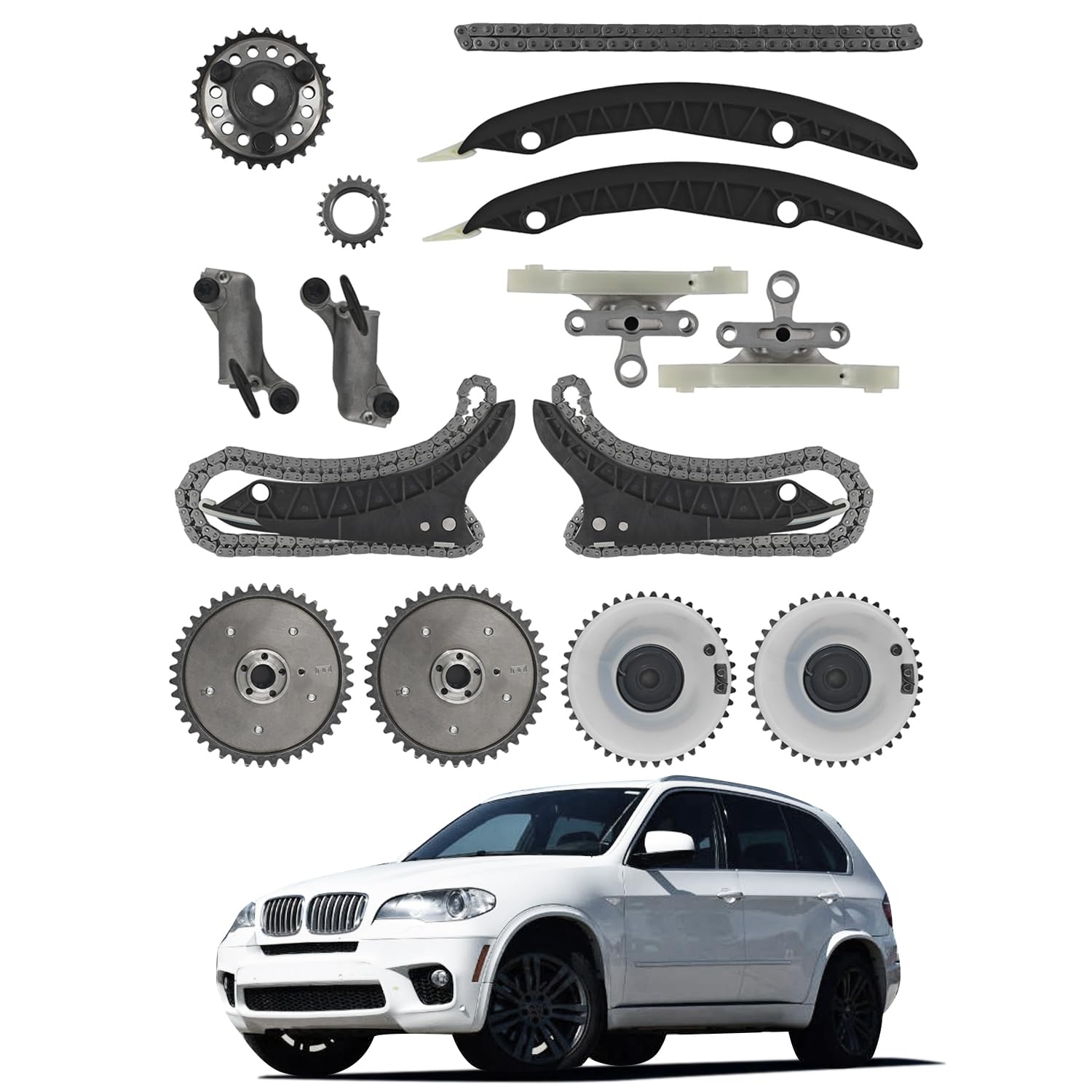 Photo 1 of N63 4.4L Timing Chain Kit w/VVT Sprockets Fit for 2007-2015 BMW X5 X6 550i 650i 750Li V8 Engine N63B44A 11317567500