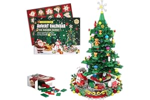 EBHQPC Advent Calendar 2024 Christmas Tree Building Toy Set with LED light, 701 Pieces Surprise Christmas Countdown Advent Calendar, 24 Day Christmas gift, winter holiday party decoration gift for adults and children