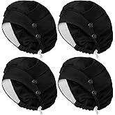 Croknit Satin Lined Scrub Caps Women Nurse Surgical Hat with Buttons Ponytail Working Adjustable Pouch Tie Back