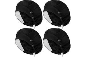 Croknit 4 Pcs Satin Lined Scrub Caps Women Nurse Surgical Hat with Buttons Ponytail Working Adjustable Pouch Tie Back (Bouffant Style)