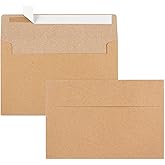 65 Packs A4 Invitation Envelopes, Brown Kraft Envelopes, 4x6 Photo Envelopes for Invitations, Envelopes Self Seal for Weddings, Baby Shower, Photos, Postcards, Greeting Cards, Mailing